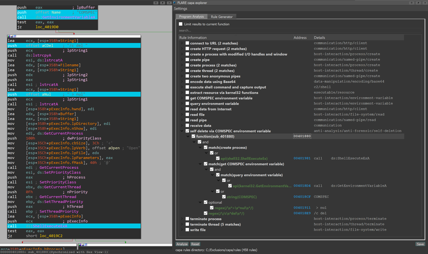 capa + IDA Pro integration